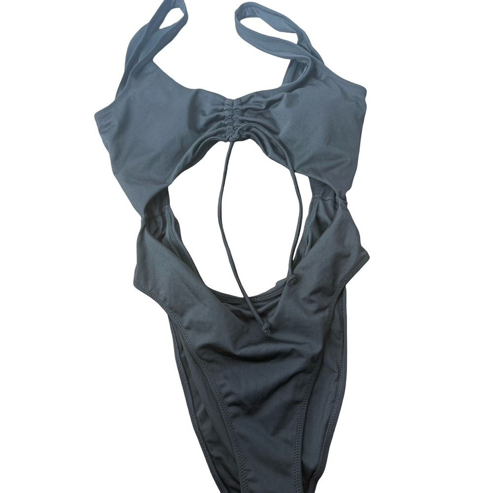 PINK Victoria's‎ Secret Cut-Out Drawstring One Piece Swimsuit black Size L